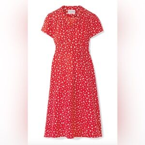 HVN Red Star Pattern Midi Dress